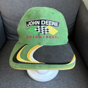 Vintage 90s John Deere MotorSports Chad Little 97 Roush Racing Green Hat Cap